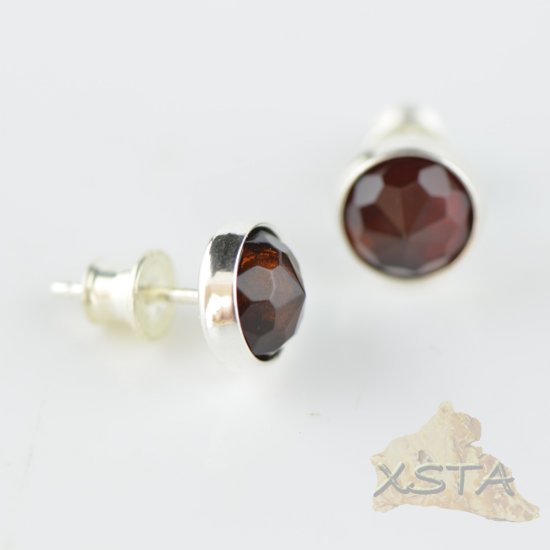 Dark Cherry Stud amber earrings